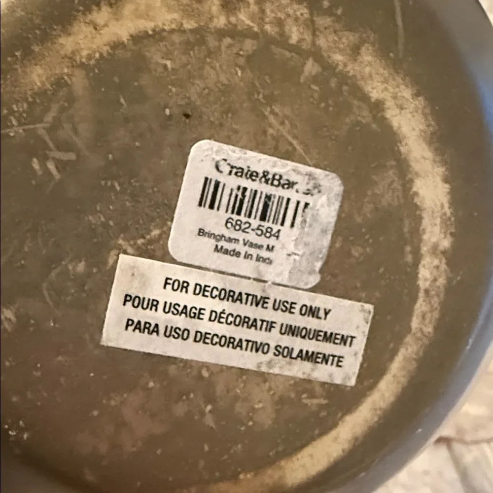 Crate&Barrel Silver Decorative Vase